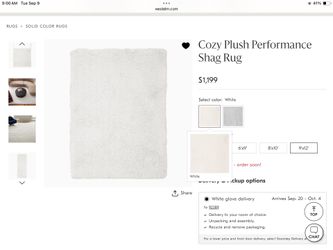 West Elm Cozy Plush Performance Shag Rug, White, 9'x12'