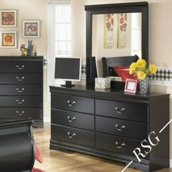Dark Brown Wooden Bedroom Set; Bed Frame, Dresser, Night Stand, Mirror ✅No Needed Credit Check 💛 $39 Down Payment with Financing2124