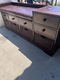 Wood bench with cubes 60”X16”