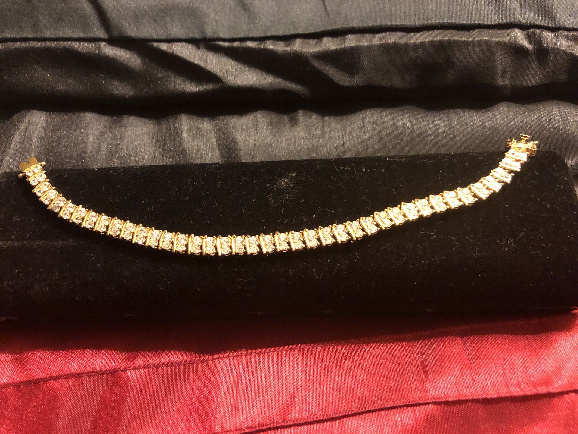 Yellow/gold plated over silver cubic zirconia tennis bracelet