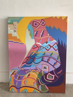 Large Modern Southwest Painting – Abstract Geometric Figure (30x40)
