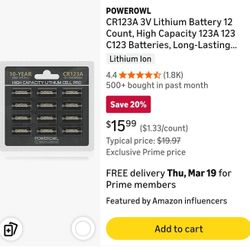 Cr123a 12 Pack Batteries New