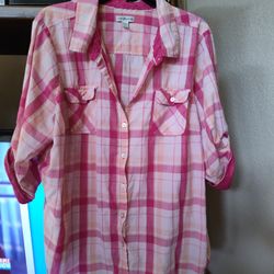 Women's Button Up Plaid Shirt