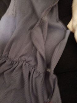 Gray Sleeveless Dress with Gathered Waist