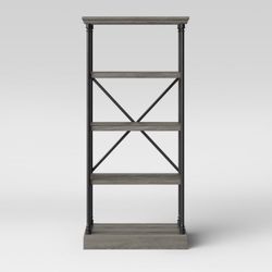 Conway wood and cast iron bookshelf