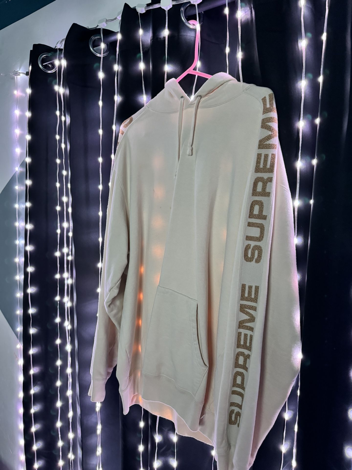 Gold Off White Supreme Hoodie 