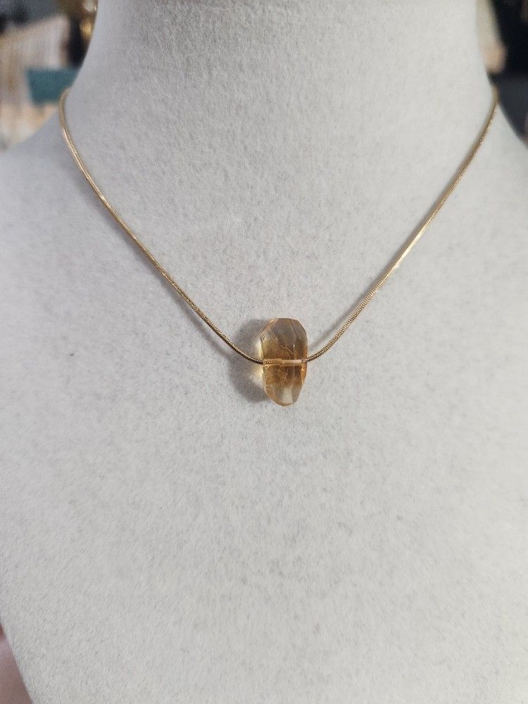 New Stainless Steel Citrine Necklace