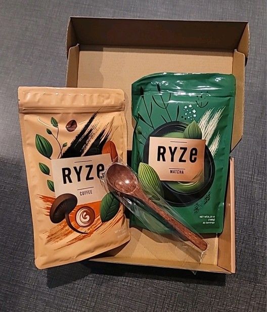 RYZE Coffee And Matcha + Wooden Spoon Set