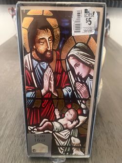 Nativity Stained Glass Christmas Cards 16 ct