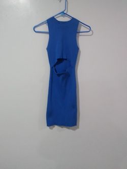 Blue Ribbed Mini Dress