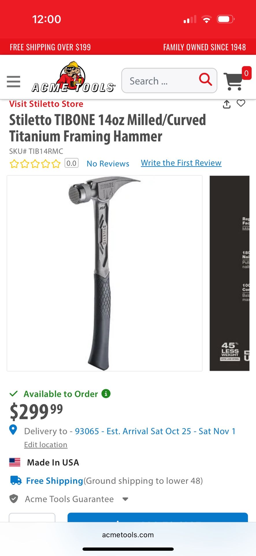Tibone Hammer 14 Brand New 