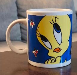 Vintage Looney Tunes Tweety Bird Mug Coffee Avon Gibson 2000 Warner Bros Sylvester Cat