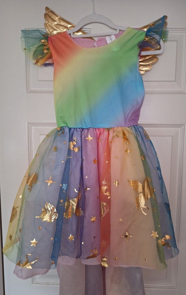 Rainbow unicorn Girl's Dress Size M (8-9 years old) Halloween costume New no tags