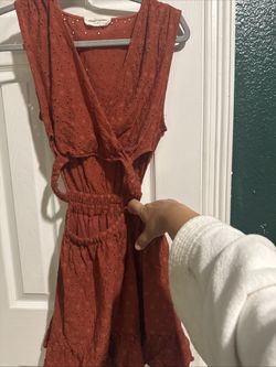 Goodnight Macaroon Rust Orange Eyelet Dress