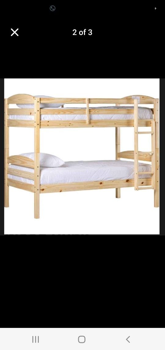 Solid wood bunk beds also can be single twin beds (New In A Box)
