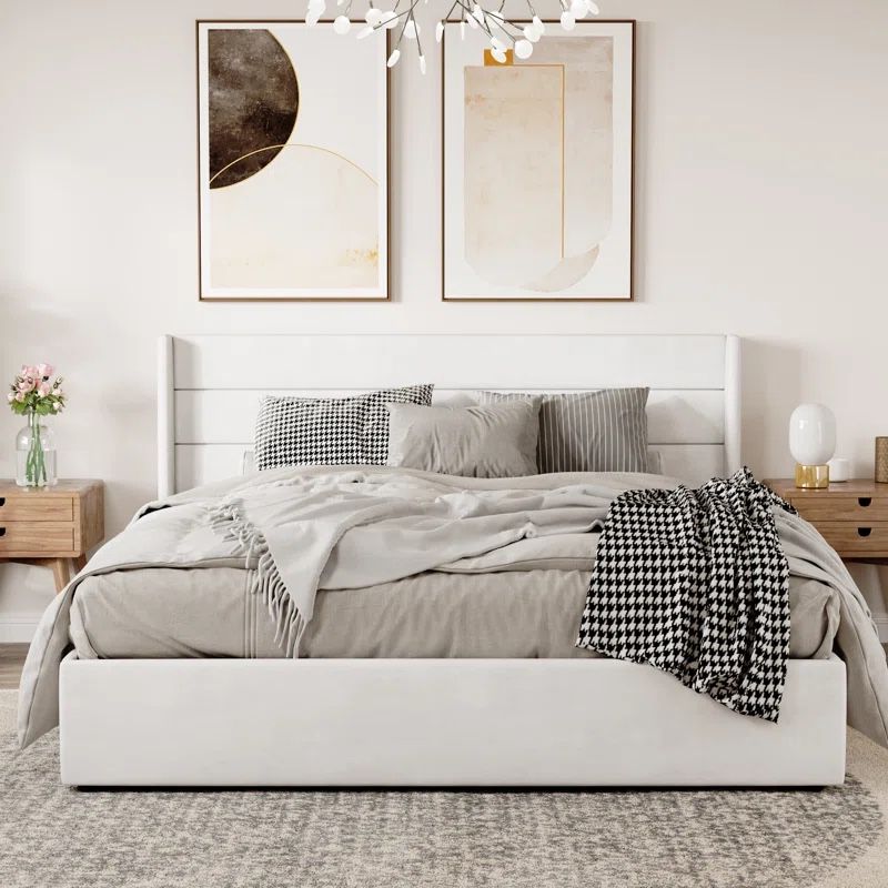 Latitude Run® Braya Hydraulic Lift Up Storage Upholstered Platform Bed - Size: king