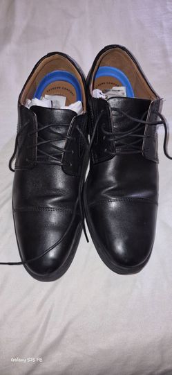 Black Leather Cap-Toe Oxford Dress Shoes