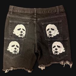 black denim y2k shorts