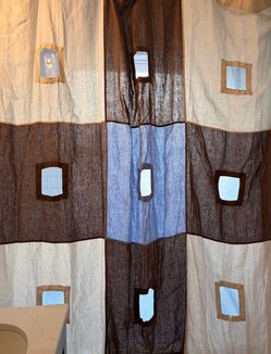 Quiet Town linen shower curtain