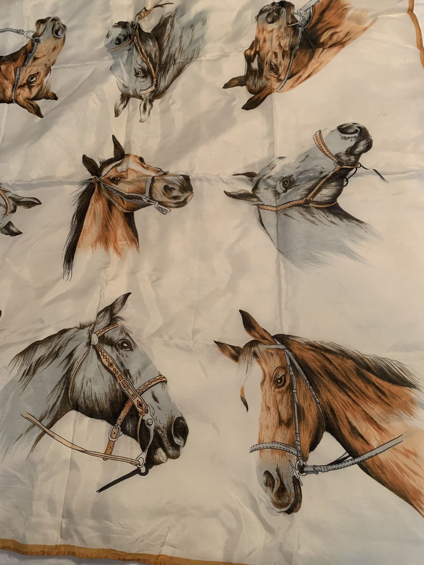 Vintage Japan Horse Scarf  27 inches By 27