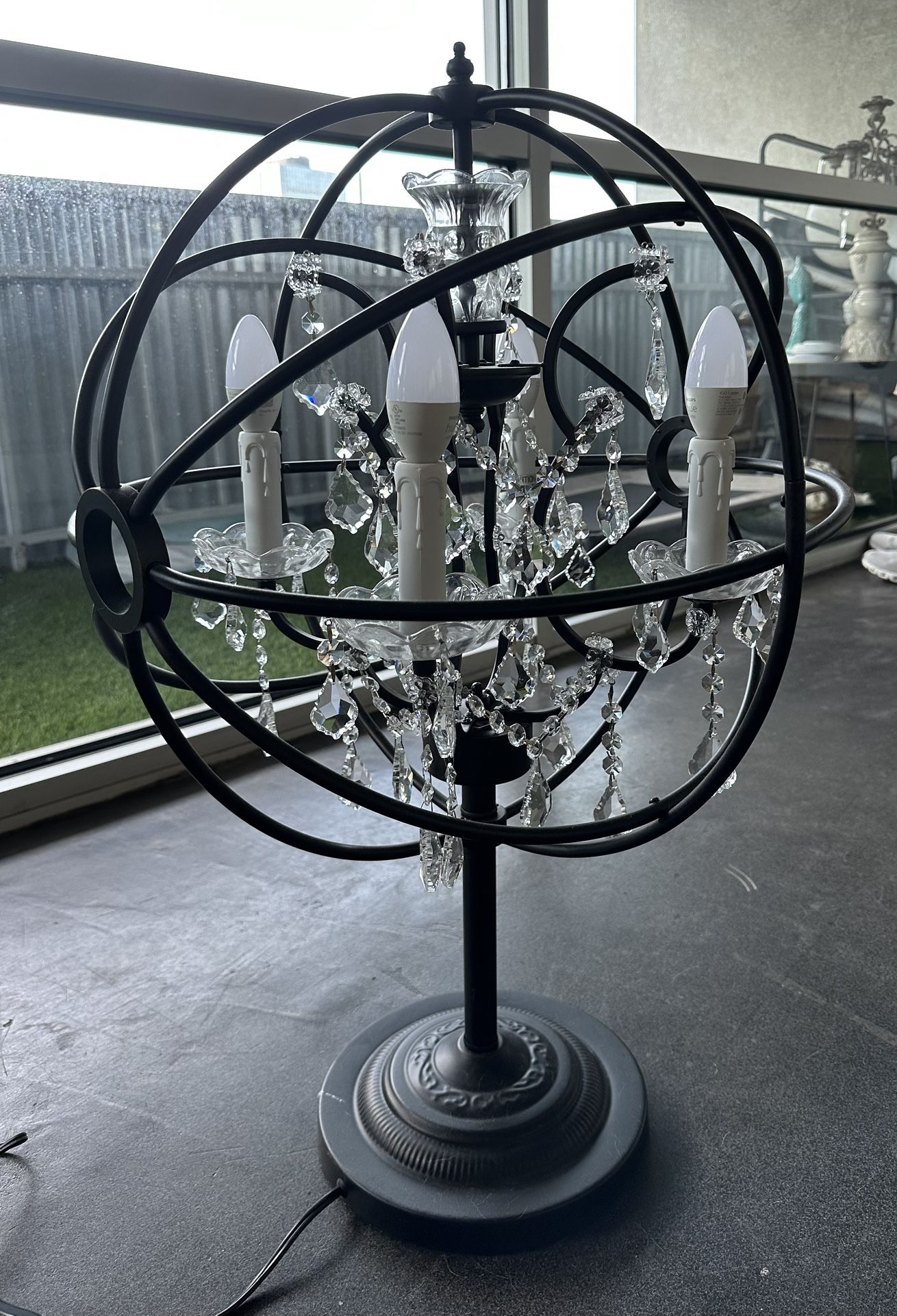 Orb Iron Table Lamp With Crystals