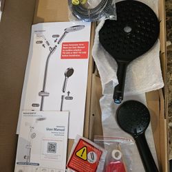 Drill-free Dual Shower Head with Handheld Combo Rainfall Shower Head