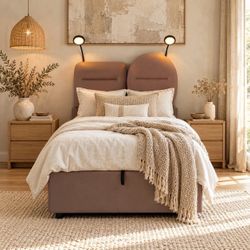 Twin Bed Frame with Lift Up Storage, Modern Platform Bed with  Light, N-30