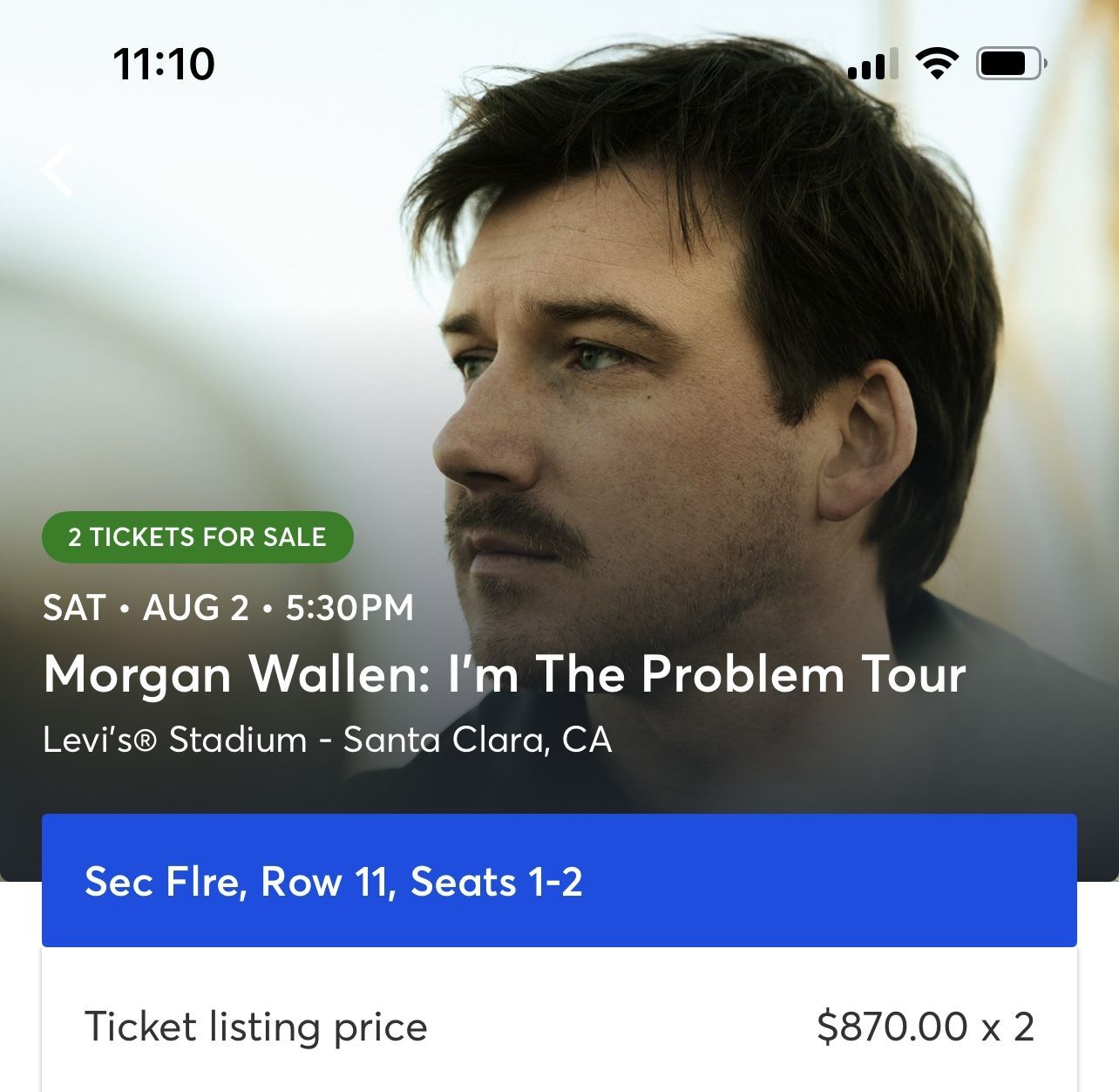 (2) Morgan Wallen Concert Tickets 8/2/25