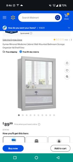 Gymax Mirrored Medicine Cabinet Wall-Mounted Bathroom Storage Organizer W/Shelf Grey