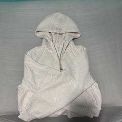 Lululemon Scuba Oversized Half-Zip Hoodie (Heathered Bone/Gold) (XS/S)