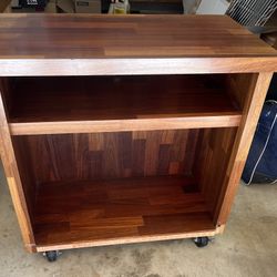 Brown Wooden Table for TV and Consoles With Wheels 