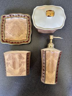 Bathroom soap dispenser, toothbrush holder, cover jar