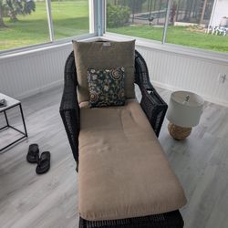 Plow and Hearth Brand Deep Seating Wicker Chair and Ottoman 