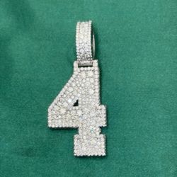 NUMBER 4 VVS D Moissanite Sterling Silver Pendant