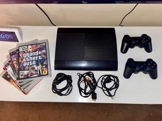Sony PlayStation 3 Super Slim Bundle | 2 Wireless Controllers | 7 Games