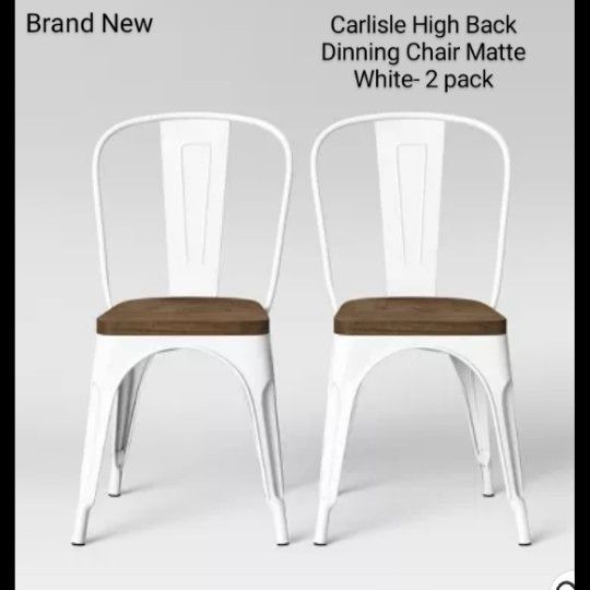 Brand New (Set Of 2) Carlisle High Back Dinning Chair Matte White