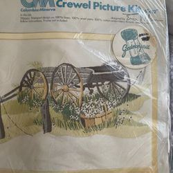 Antique Embroidery Kit Columbia-Minerva Crewel Picture Kit Wagon 16x12. Pickup only. Cash only. Best offer 