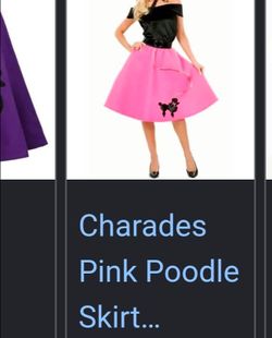 Adult and child matching pink Charades poodle skirt Halloween costume