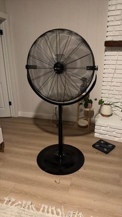 Large Black Industrial Pedestal Fan