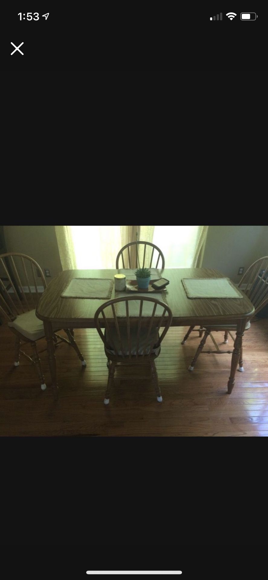 Solid Oak Kitchen Table With Four Chairs