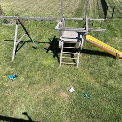 Backyard Wooden Swing Set , Slide and Ladder