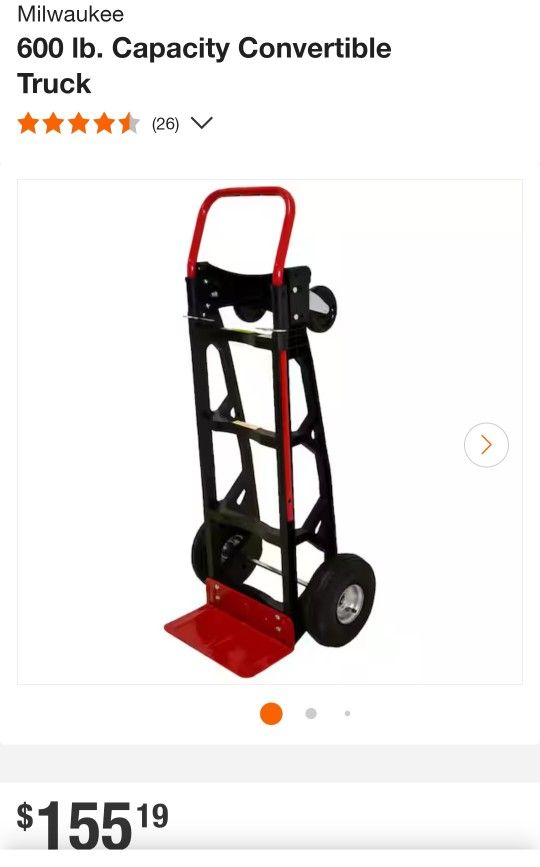 HAND TRUCK CONVERTICAL MILWAUKEE MODEL 40611 USED NEW TIRE