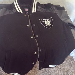 Raiders Jacket Black With White Stripes Large