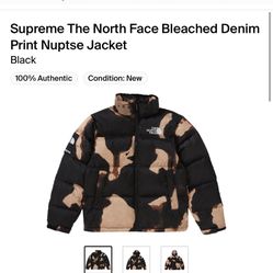 Supreme TNF Size medium Denim Nuptse Jacket