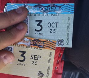 Bus pass for zone 3 Sept and Oct 