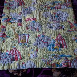 VTG Disney DUMBO Elephant Mouse Crow Circus Blanket Sheet Quilt