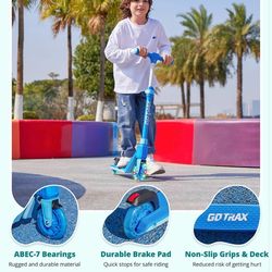 New in box! Kick Scooter for Kids, 5" LED Lighted Wheels and Adjustable Handlebars, Lightweight Design and Anti-Slip Deck, Max Load 110 Lbs, Kids Scoo