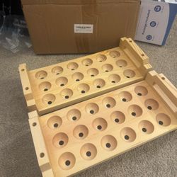 Egg Holder Countertop, 2 Tier Stackable Wooden Egg Holder for 36 Eggs, Egg Stand with Handle for Kitchen Organizer, Fits Quail, Duck, Turkey, Chicken 