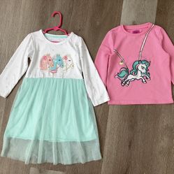 Girl Unicorn Pony Dress And Sweatshirt 