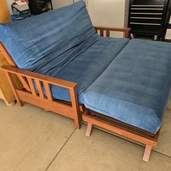 Strata Futon Loveseat/Organic Cotton Mattress With Ottoman /Queen Size